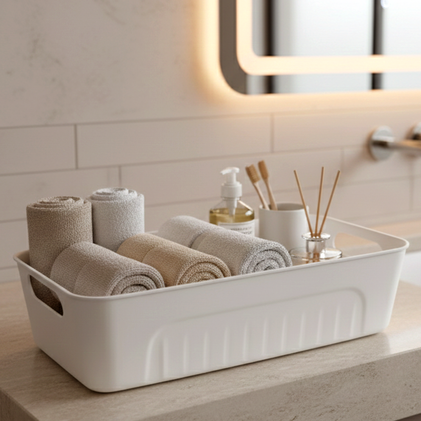 White Plastic Storage Basket Tray Set (4 Pcs) The Morsignaturekarts