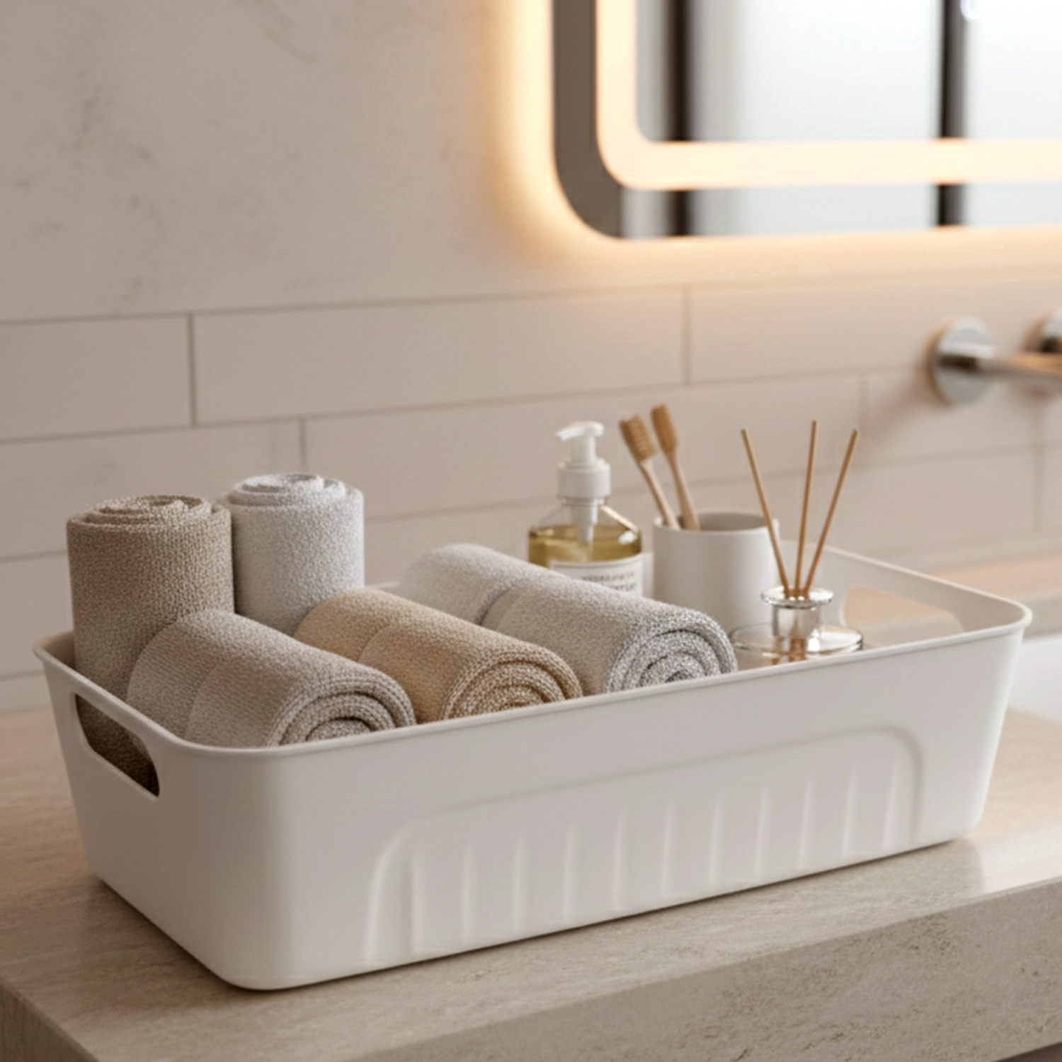 White Plastic Storage Basket Tray Set (4 Pcs) The Morsignaturekarts