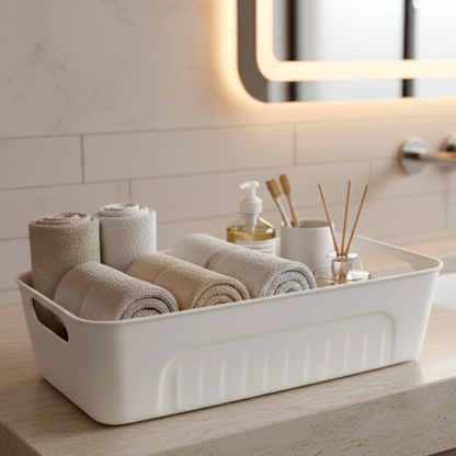 White Plastic Storage Basket Tray Set (4 Pcs) The Morsignaturekarts