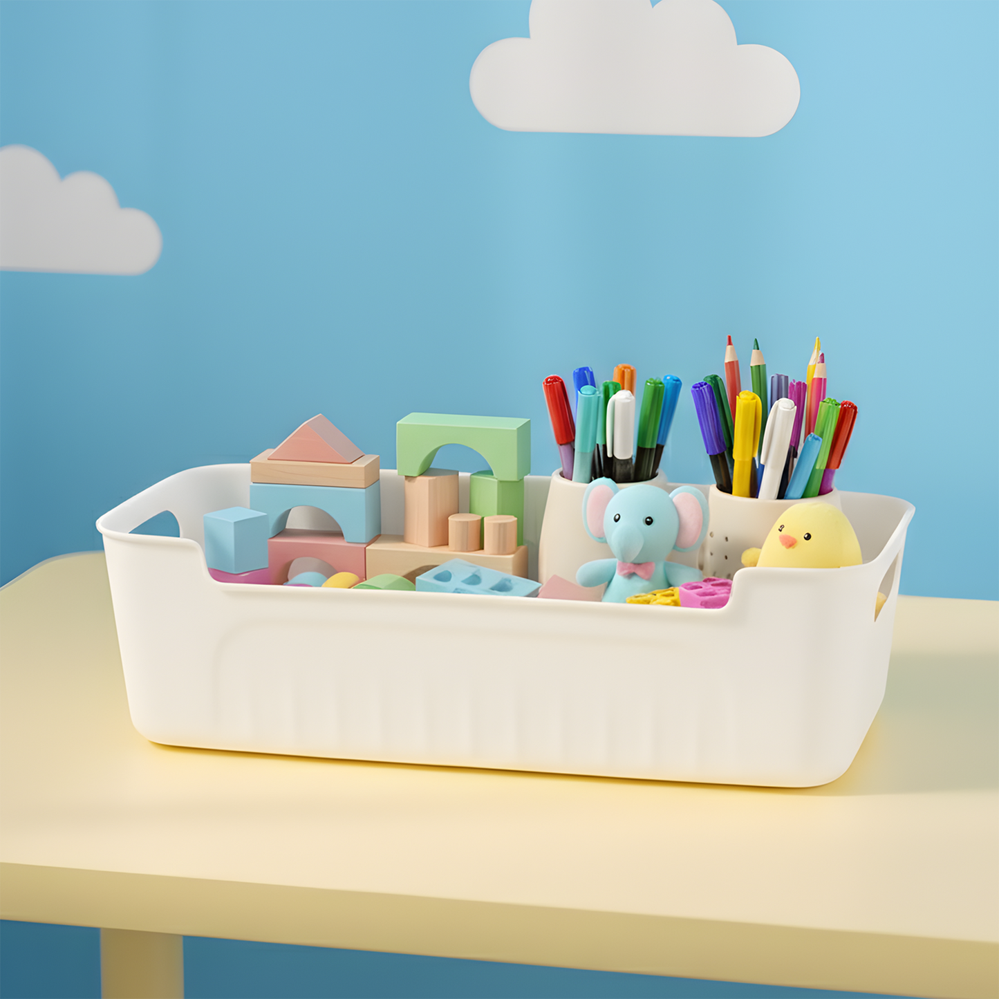 White Plastic Storage Basket Tray Set (4 Pcs) The Morsignaturekarts