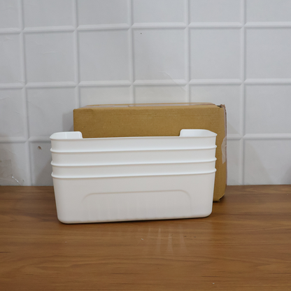 White Plastic Storage Basket Tray Set (4 Pcs) The Morsignaturekarts